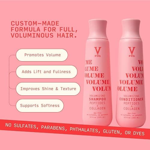 V&Co. Beauty Volumizing Shampoo & Conditioner Set (12 Oz. Each) with Peptide Technology, Sulfate Free Shampoo & Conditioner for Hair Fullness and Lift thumbnail 2