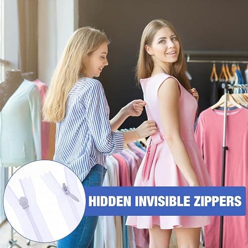 WILLBOND 200 Pieces Nylon Invisible Zippers Sewing Hidden Zippers for Clothes Sewing Crafts, 6 Inch, 8 Inch, 14 Inches, 18 Inches (White) thumbnail 5