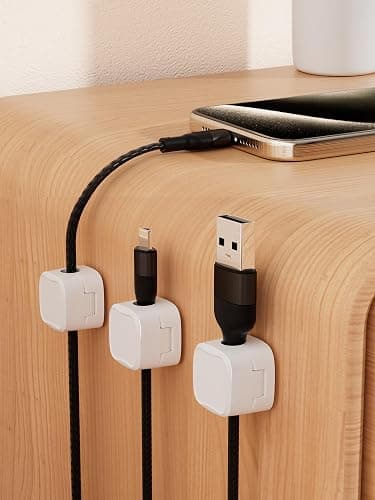 Magnetic Cable Clips, Adjustable Cord Holder Management, Adhesive Wire Keeper Organizer for Home Office Desk Phone PC Car Wall Desktop Nightstand Appliance (9-Pack White) thumbnail 6