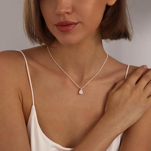 KISSCLOUD Gold Necklace for Women 14K Gold Plated Dainty Pendant Chain Puffy Heart Italian Horn Radiant Sun Compass CZ Teardrop Bow Charm Trendy Jewelry Gift thumbnail 3