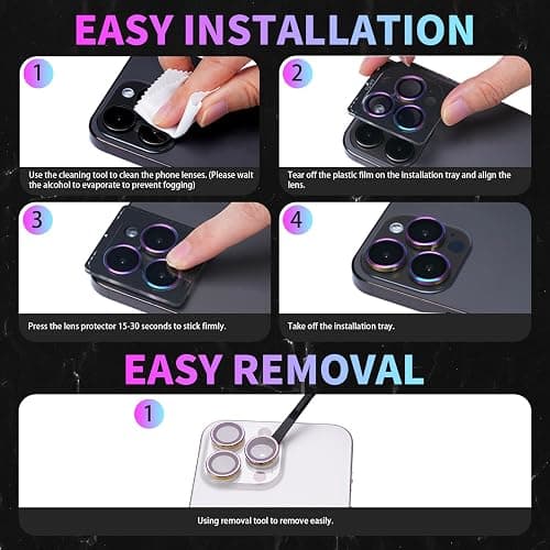 Zevytop Camera Lens Protector for iPhone 14 Pro/iPhone 14 Pro Max, Individual Tempered Glass Aluminum Alloy Ring Lens Cover with Installation Tray Fit for iPhone 14 Pro/14 Pro Max Diamond Pink thumbnail 6