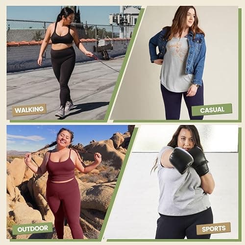 HLTPRO 3 Pack Plus Size Leggings with Pockets for Women - Black High Waisted Tummy Control Soft Yoga Pants for Gym Workout thumbnail 2