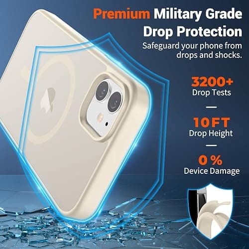 SUPFINE Magnetic for iPhone 12 Mini Case & iPhone 13 Mini Case (Compatible with MagSafe) (Military Grade Drop Protection) Slim Translucent Matte Shockproof Phone Cover,Antique White thumbnail 3
