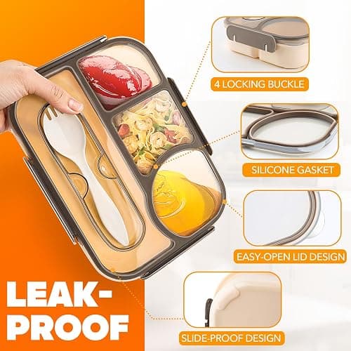 Bento Box Adult Lunch Box with 4-Compartment Leakproof Lunch Containers Microwave and Dishwasher Safe Bento Box with Spoon thumbnail 4