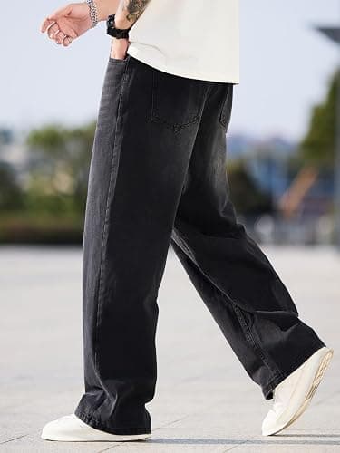 Men's Baggy Jeans Y2K Vintage Wide Leg Denim Pants Hip Hop Skater Jeans Loose Fit Trousers 2000s Streetwear thumbnail 4