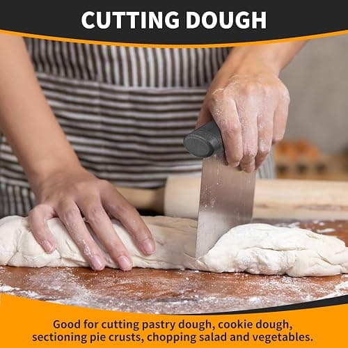 ALLTOP Bench Scraper & Chopper for Kitchen - Ideal Baking Essential Utensil,Stainless Steel Pastry/Dough/Food Cutter Tool for Cake Pizza Bread,Cooking - 1 Pack,Black thumbnail 2