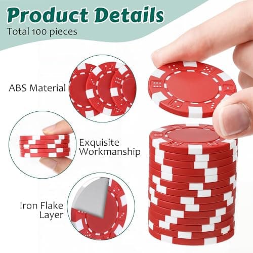 LaRandom 100 Pcs 11.5 Gram Poker Chips ABS Monte Carlo, 40 mm Bingo Chips Tokens Markers Blank Counting Bulk for Blackjack, and Card Night Poker Games thumbnail 5
