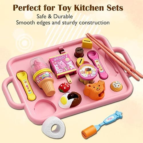 Pudding Ice Cream Feeding Toys for Dolls,Pretend Play Food Kitchen Accessories, Doll Role Play Girl Gifts Toys (Pink) thumbnail 6