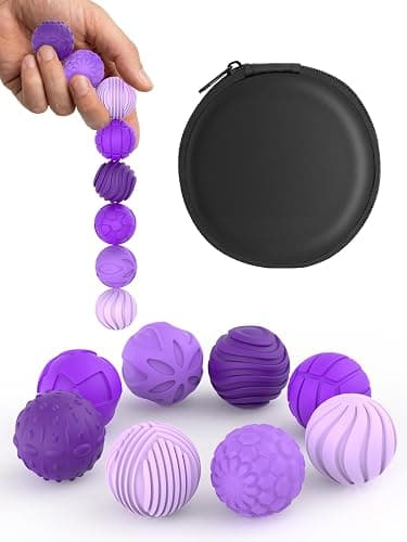 Magnetic Balls Fidget Toys for Adults&Teens,8Pcs Silicone Sensory Stress Relief Toys for Autism&ADHD, Quiet Executive Desk Fidget Magnetic Balls,Gift for Men&Women Gifts(Textured Balls · Purple) - Image 1
