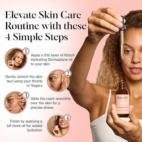 Kitsch Dermaplaning Bundle – Hydrating Dermaplane Oil & 12pc Dermaplane Blush Razors for Smooth, Glowing Skin thumbnail 5