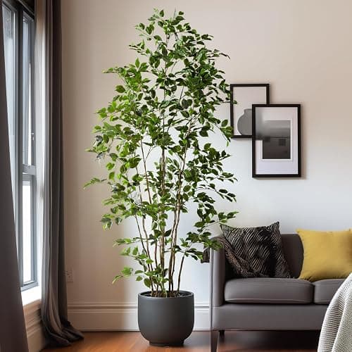 Bailikang Artificial Ficus Tree Indoor 8ft, Large Potted Faux Tree with Realistic Silk Leaves & Trunk for Home Office, Living Room Corner Decor thumbnail 3