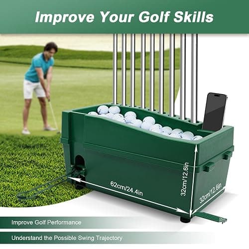 Ab Automatic Golf Tee Machine, 100 Balls Golf Ball Dispenser Golfs Practicing Training Pitching Machine Portable Required Practice Hitting Aid with Foot Pedal for Driving Ranges Sports Gaming Clubs thumbnail 2
