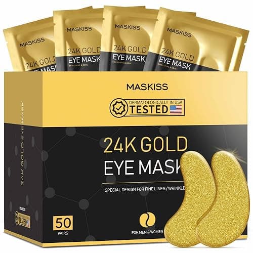 Maskiss 24k Gold Under Eye Patches (50 Pairs), eye mask, Collagen Skin Care Products, Eye Patches for Puffy Eyes, eye masks for dark circles and puffiness - Image 1
