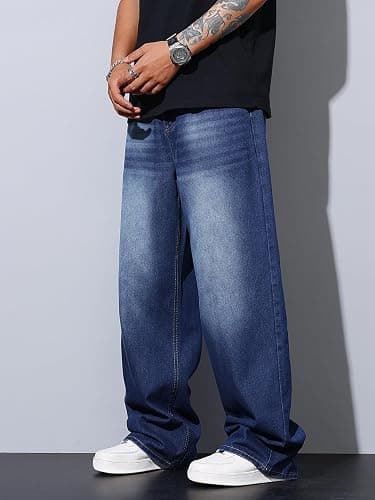 DFGIGT Mens Wide Leg Baggy Jeans Y2k Casual Fashion Loose Denim Pants Work Office Streetwear thumbnail 3