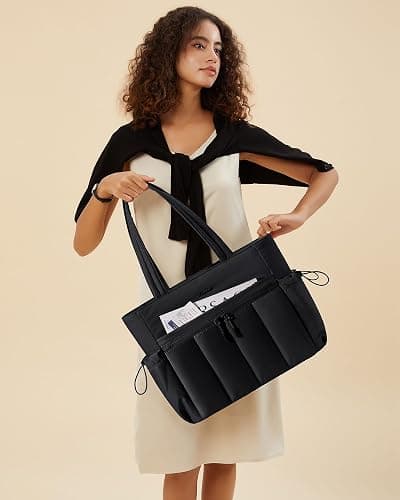 LOVEVOOK Puffer Bag for Women, Ultra-Lightweight Work Tote with Organized Compartments, 15.6/17.3“, Travel Carry-on & Gym Bag thumbnail 6