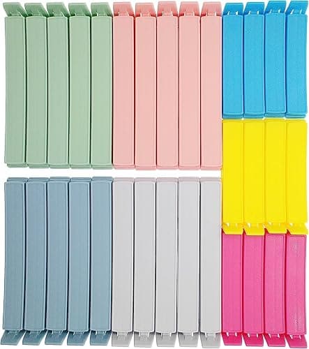 Yarall 32 PCS Plastic Chip Clips for Food Packages, Curved Design Sealing Bag Clips for Food, Kitchen and Home, 2 Sizes(4.3inch x 20, 3.1inch x 12) - Image 1