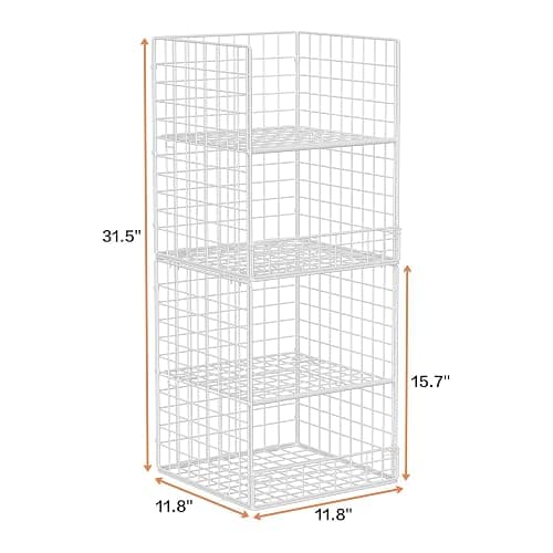 Yociyoga Closet Organizers and Storage - Stackable, Space Saving, Foldable Iron Mesh Bins with Adjustable Plate for Home Closet Organizer System thumbnail 3