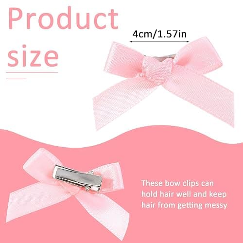 30 Stück Mini Schleife Haarspangen, Süß Haarschleife Haarschmuck Satinschleifen Haarclips Niedlich Einfarbig Hair Accessories Klein Haarklammern für Damen Mädchen Frauen Kinder(Rosa+Schwarz+Weiß) thumbnail 2