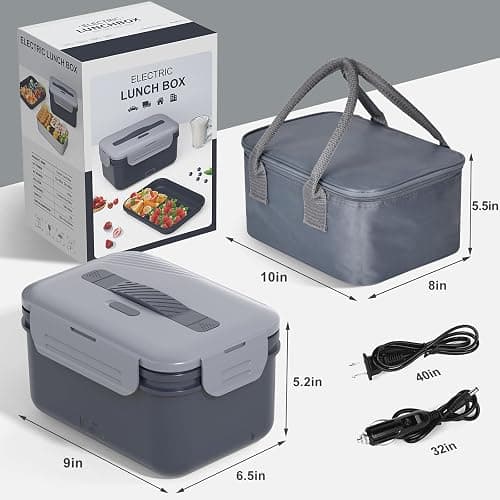 Vabaso 1.8L Electric Lunch Box for Adults, 100W Heated Lunch Box for Car/Truck Home/Work, Portable Food Warmer Heating LunchBox with 61oz Stainless Steel Container, 12V/24V/110V/220V thumbnail 2