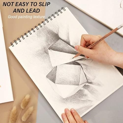 Cabreche Cute Sketchbook Top Spiral Bound Sketch Pad 9 x 12 inch,100GSM Thick Paper 50 Sheets 100 Pages,Art Sketch Book Aesthetic Writing Drawing Paper for Girls Women Face-Black Pink thumbnail 4