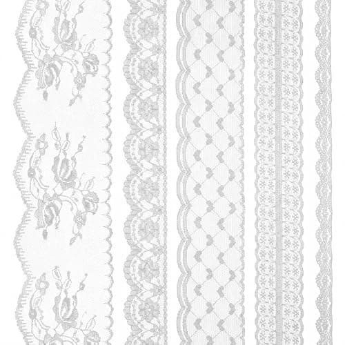 IDONGCAI 10 Yards Lace Trim Ribbon Set – 5 Styles Assorted Scalloped Lace for Sewing, Vintage Floral & Heart Pattern Bridal Lace for Wedding Decor, DIY Crafting, Gift Wrapping & Dress Embellishment thumbnail 6