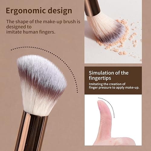 MAANGE 18 Pcs Makeup Brushes with Laser Bag, Premium Synthetic Makeup Brush Set Professional Makeup Tools Eyeshadow Foundation Powder Blending Brushes Kit (Coffee Brown) thumbnail 4