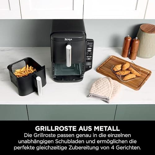 Ninja Double Stack Heißluftfritteuse, 7,6L Digitale Air fryer Doppelkorb mit 4 Kochstufen, 2 Schubladen, 2 Gestelle, platzsparendes Design, 6 Kochfunktionen, 6 Portionen, Schwarz SL300EU thumbnail 6