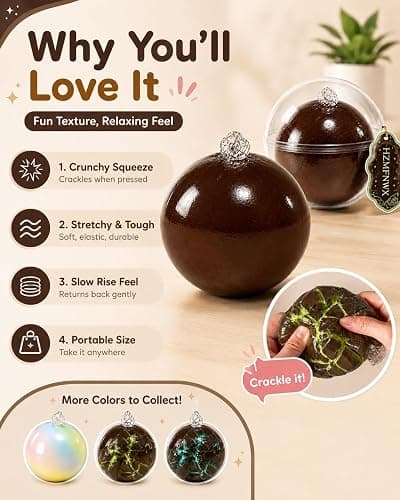 Wax Cracking Squishy Stress Ball, Slow Rising Crunchy Crackable Fidget Sensory Toy, Cracking Wax Ball Squishies, Soft Chocolate Moldable Stress Balls with Crackable Texture(Chocolate-Yellow) thumbnail 4