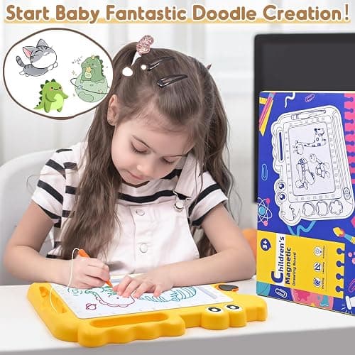 AiTuiTui Magnetic Drawing Board Toddler Toys Gift for Girls Boys, Color Sketch Writing Scribble Doodle Pad Travel Games, Educational Learning Kids Toys for Toddlers Birthday (Yellow) thumbnail 7