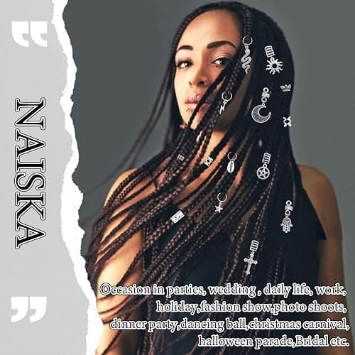 NAISKA Vikings Hair Jewelry for Braids, 186Pcs Norse Runes Tube Beads Cross Snake Loc Dreadlock Accessories, Non-Piercing Ear Cuffs Locs Jewelry for Women and Men thumbnail 7