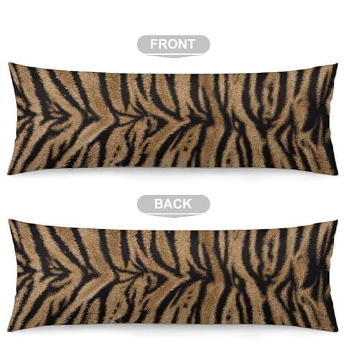 ZEJAYFEY Tiger Skin Print Body Pillow Cover 20 x 54 inches Wildlife Animal Fur Long Pillow Case Brown Black Hunting Safari Decorative Pillowcase Soft Cushion Throw Pillow Covers for Couch Bed thumbnail 4