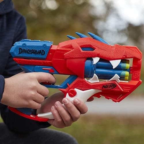 Nerf DinoSquad Raptor-Slash Dart Blaster, 6-Dart Rotating Drum, Slam Fire Action, 6 Official Elite Darts, Velociraptor Dinosaur Design thumbnail 4