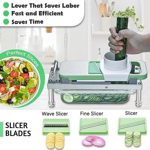 Stainless steel Vegetable Chopper, Veggie Chopper With 10 Blades, Onion Dicer with Container, Food Cutter & Grater Mandoline Slicer thumbnail 4