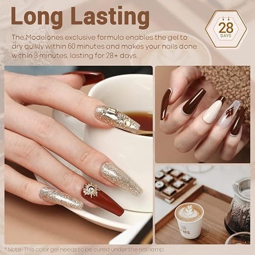 Modelones Gel Nail Polish,12 Colors Fall Winter Gel Polish Popular Neutral Nude Brown Gel Nail Kit Collection for Nail Art Salon Classic Collection Gift for Women thumbnail 5