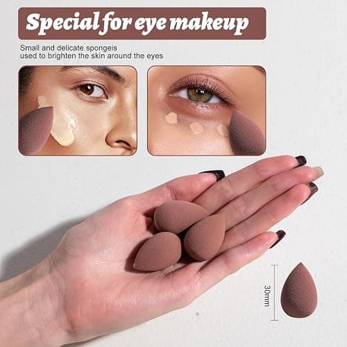 Makeup Sponge Set BS-MALLTriangle Puff 14 Pcs for Liquid, Cream, and Powder, Multi-colored Makeup Sponges and Mini Makeup Sponge (D-Coffee) thumbnail 3