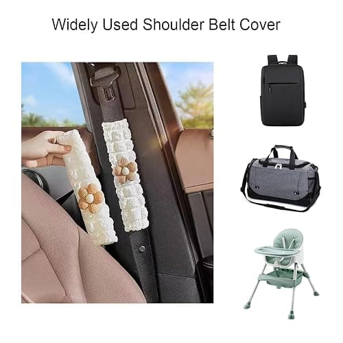 GOMKLNMO Car Seat Belt Cover Pad, 2 Pack Flower Car Accessorie Seatbelt Covers Cushion Neck Shoulder Strap Protector Universal Seat Belt Cover for Adults and Kids (Texture Flower) thumbnail 7