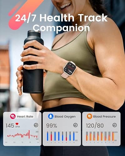Smart Watch for Women Men Fitness: Smart Watch for iPhone&Android Bluetooth Call with SpO2 Sleep Heart Rate Monitor,IP68,Fitness Tracker with 120+Sport,Reloj Inteligente 30 Day+Battery Life, 2 Bands thumbnail 2