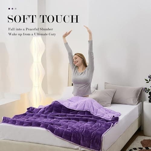 Satwip Purple Weighted Blanket 15 Pounds, Fuzzy Warm Flannel Throw Blanket with Soft Breathable Sanded, 48 x 72 inches, Purple thumbnail 4