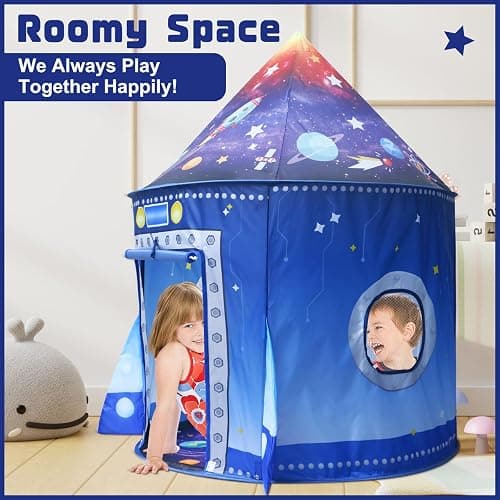 Kaivee Rocket Ship Space Pop Up Play Tent for Kids-Astronaut Pretend Playhouse Gift for 3-5 Year Old Girls Boys thumbnail 4
