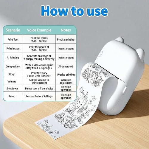 Bolumka AI Voice Sticker Printer, Portable Voice Controlled Mini Printer, Inkless Thermal Sticker Maker for Home Office Study Notes & Label DIY (1 Roll Sticker Paper Included) thumbnail 7