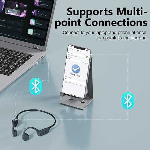 Roujune Bone Conduction Headphones IPX8 Waterproof Swimming Headphones Open Ear Headphones with MP3 Mode 32GB Memory 8H Playtime Bluetooth 5.4 Ear Buds Secure Fit for Running and Fitness (Gray) thumbnail 9
