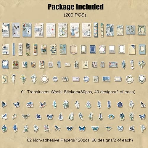Esweny 200PCS Vintage Scrapbooking Supplies Kit for Journaling, Scrapbook Sticker Paper Pack for Junk Journal Planners Aesthetic Cottagecore Room Decor Wall Art Collage Album thumbnail 3