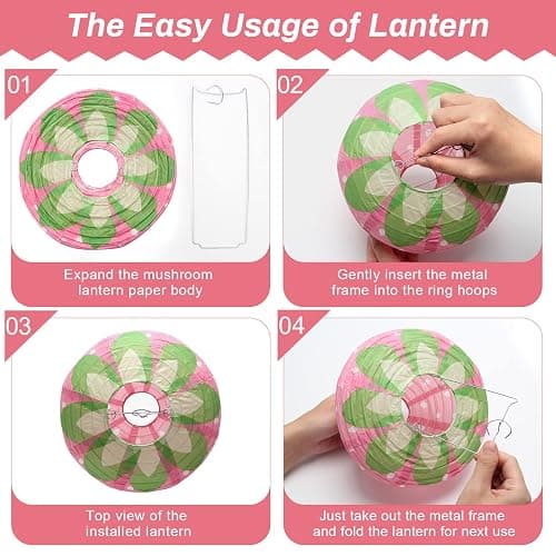 4 PCS Strawberry Paper Lantern Pink, Windspeed Large Strawberry Lantern Decorations Hanging Paper Lantern for Strawberry Party Decor 3D Strawberry Paper Lanterns 8 inch, 12 inch thumbnail 7