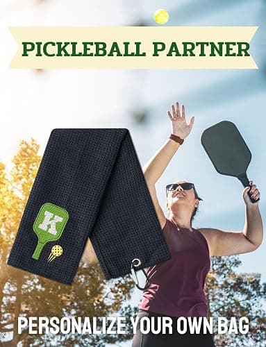 CybGene Embroidered Pickleball Towel, Funny Gift for Pickleball Lovers, 16"x 24" Microfiber Towel, Initial M thumbnail 7