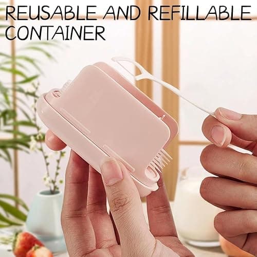 2PCS Automatic Pop-Up Portable Floss Dispenser, Travel Sized Storage Case Pop Up Dispenser for Floss Picks, Floss Pick Dispenser One Touch, On-The-Go Oral Care (Pink+Green) thumbnail 7