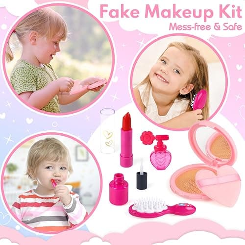 Kids Play Purse for Little Girls Toddlers, Toy Purse with Accessories, Wallet, Fake Phone, Fake Makeup Toys & Play Jewelry, Toddler Pretend Play Toys for Girls, Little Girl Gifts Age 3 4 5 6 Year Old thumbnail 5