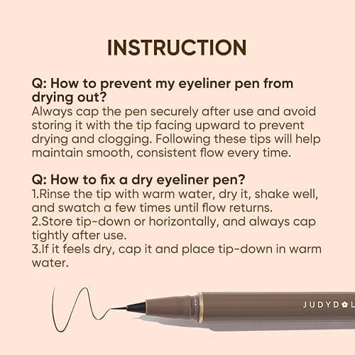 JUDYDOLL Ultra-Fine Liquid Eyeliner-Precision Tip for Wing Line, Smudge-Proof, Quick-Drying, Waterproof, Easy to Get Inner Corner Lined, Hooded Eyes-Friendly (#01 Black) thumbnail 9