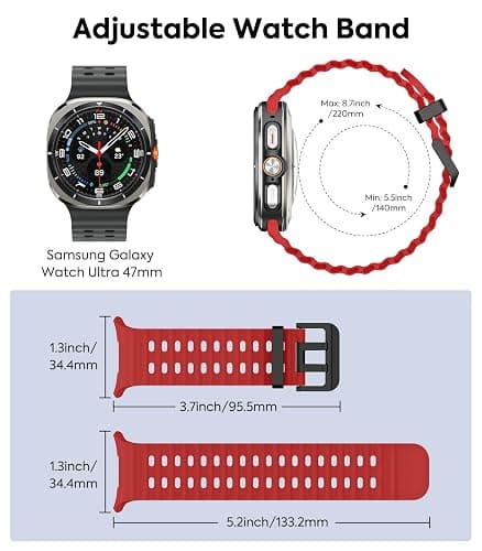 MoKo Sport Band Compatible with Samsung Galaxy Watch Ultra Bands 47mm (2025/2024) Women Men, Breathable Soft Silicone Waterproof Marine Strap Accessories for Samsung Watch 7 Ultra thumbnail 2