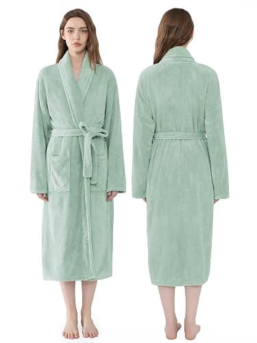 Soft Robe For Women，Warm Plush Bath Robes Female，Spa Towel After Shower Lightweight Long Bathrobe thumbnail 2