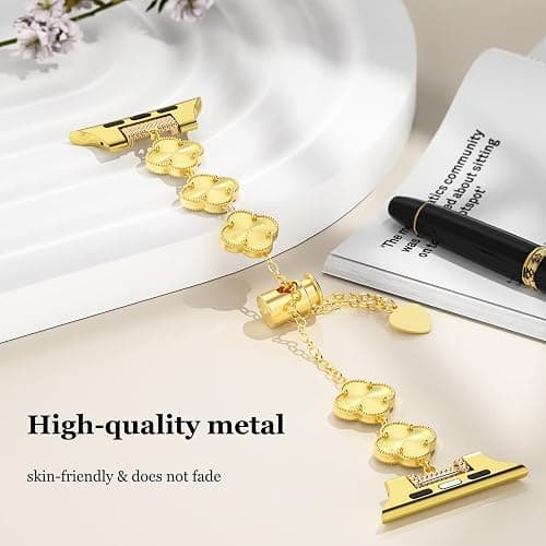 YMHML Lucky Clover Band Compatible for Apple Watch Bands for Women 40mm 41mm 42mm 44mm 45mm 46mm 49mm 38mm, Adjustable Bracelet, Dressy Jewelry Metal Strap iWatch Series 11 10 9 8 7 6 5 4 3 SE Ultra thumbnail 4